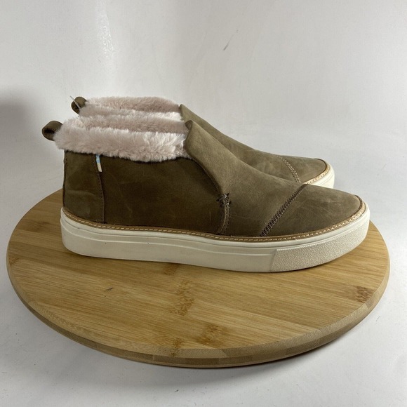 Toms Paxton Slip On Shoes Brown Suede Sherpa Lined Women’s SZ 7.5 - Picture 3 of 9